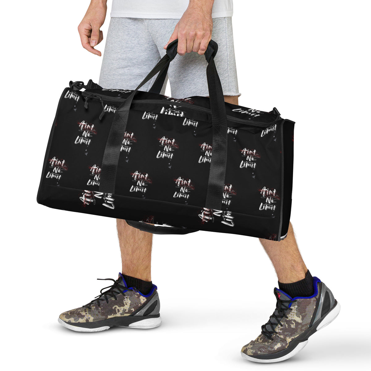 Product mockup luxury duffle bag for gym and travel